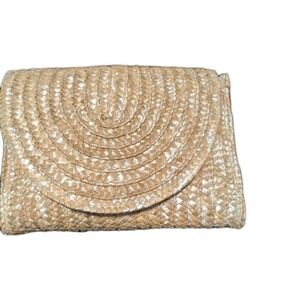 EWC Raffia Wicker Tan Envelope Clutch Purse NWOT 9" X  8"